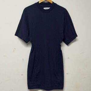 Calvin Klein Navy Blue Shirt Dress Crewneck Short Sleeve Mini M